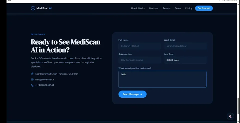 NovaArc building the MediScan AI sample website.