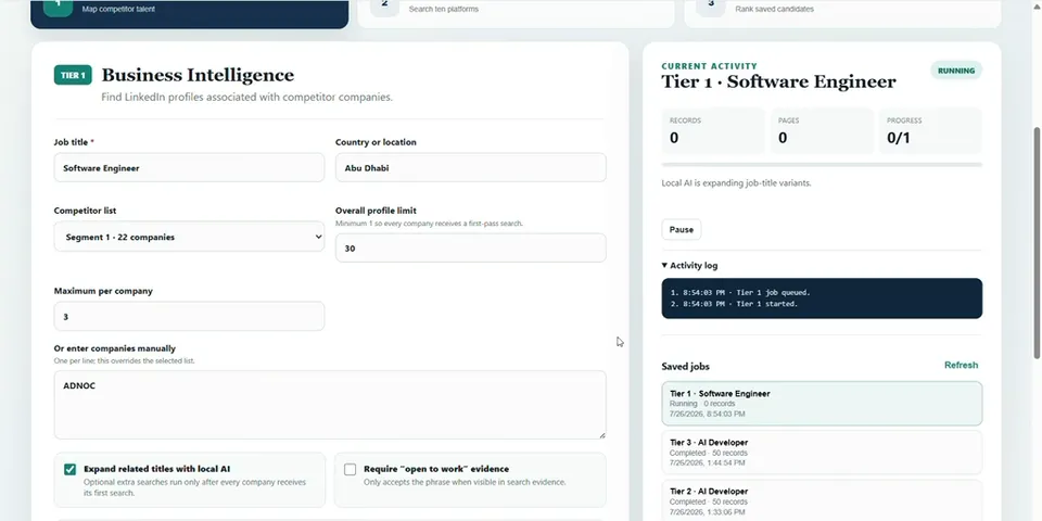 Business intelligence workflow running.